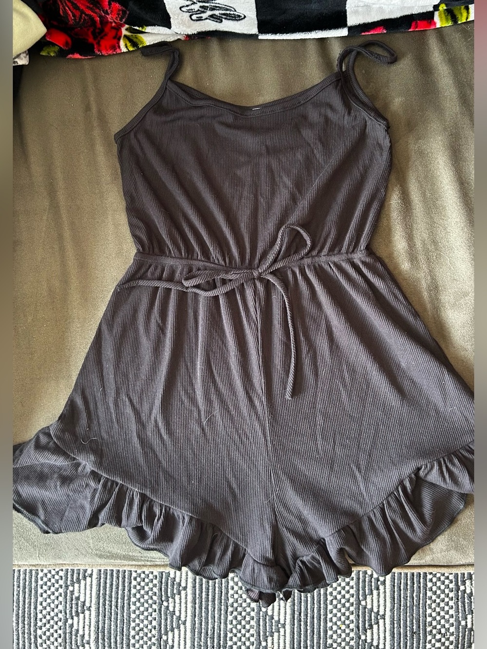 Ribbed Spaghetti Strap lounge Romper